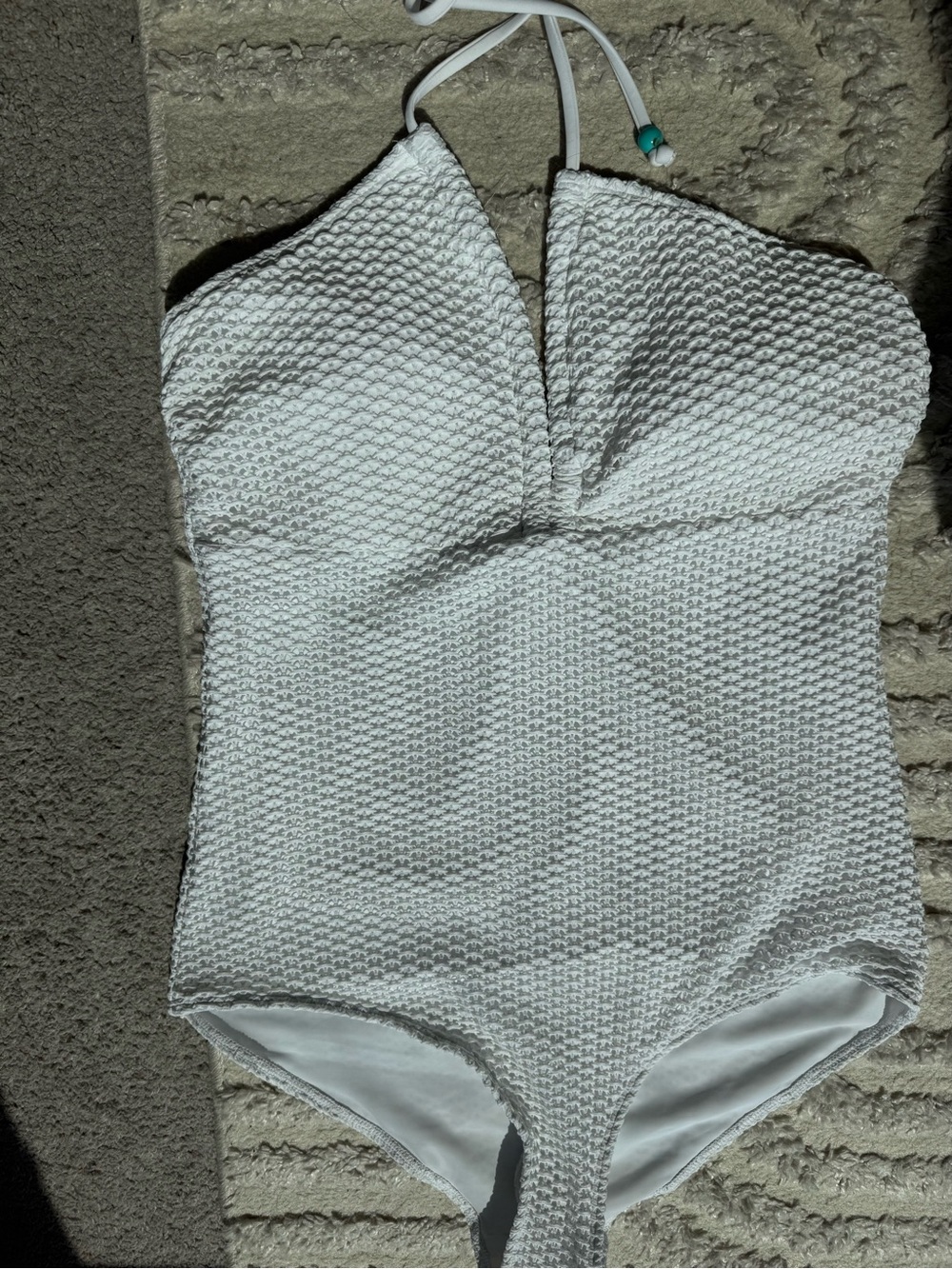 White Textured One-Piece Swimsuit, women